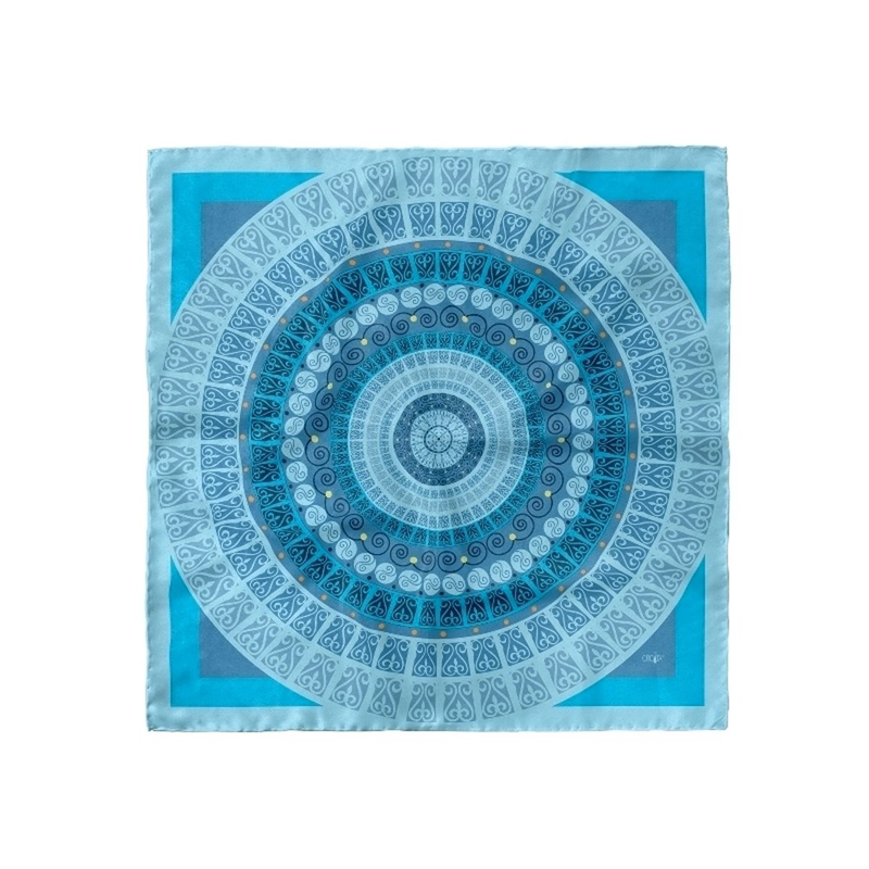 Scarf CROATA Brijuni Thematic Limited edition Secession Light blue  Silk 100%  