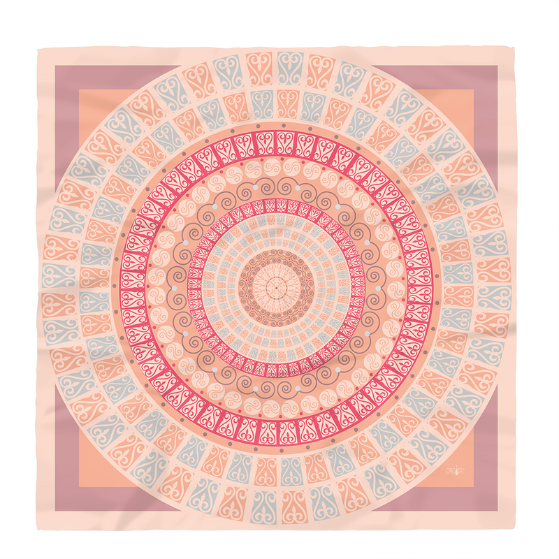 Scarf CROATA Brijuni Thematic Limited edition Secession Apricot  Silk 100%  