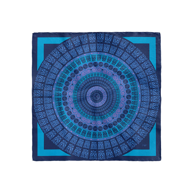 Scarf CROATA Brijuni Thematic Limited edition Secession Dark blue  Silk 100%  