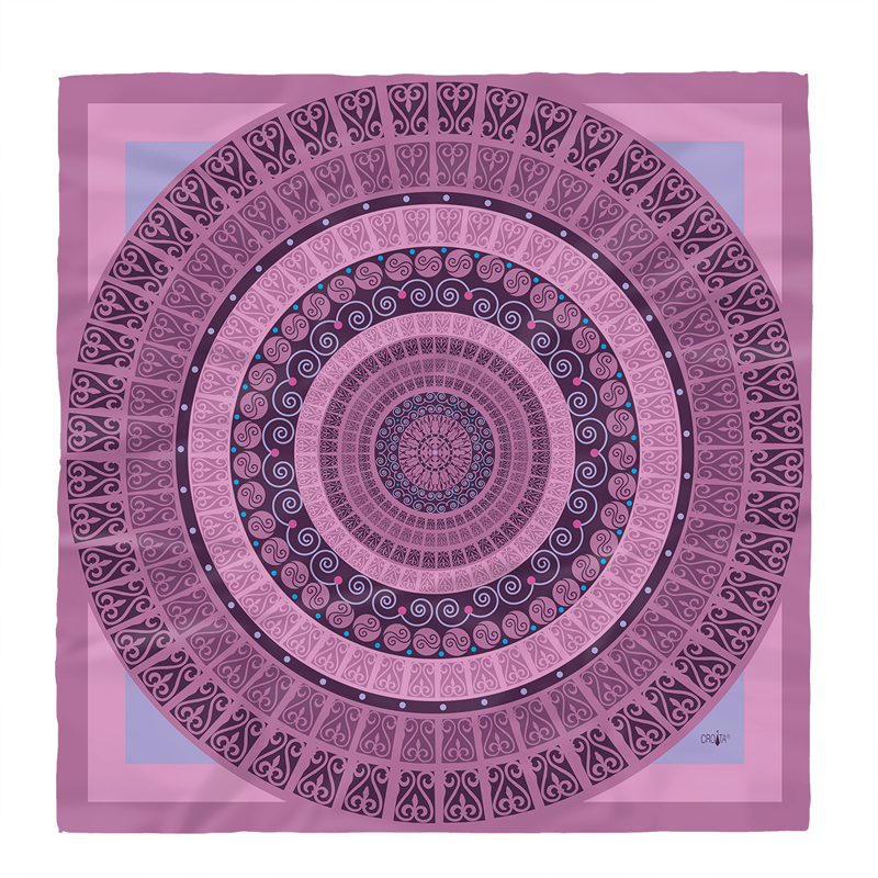 Scarf CROATA Brijuni Thematic Limited edition Secession Lilac  Silk 100%  