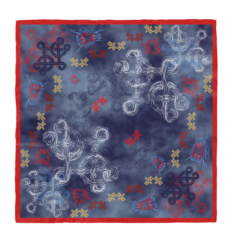 Scarf CROATA Brijuni Thematic Limited edition Braiding   Silk 100%  