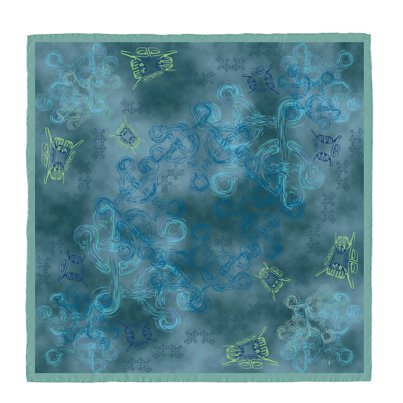 Scarf CROATA Brijuni Thematic Limited edition Braiding   Silk 100%  