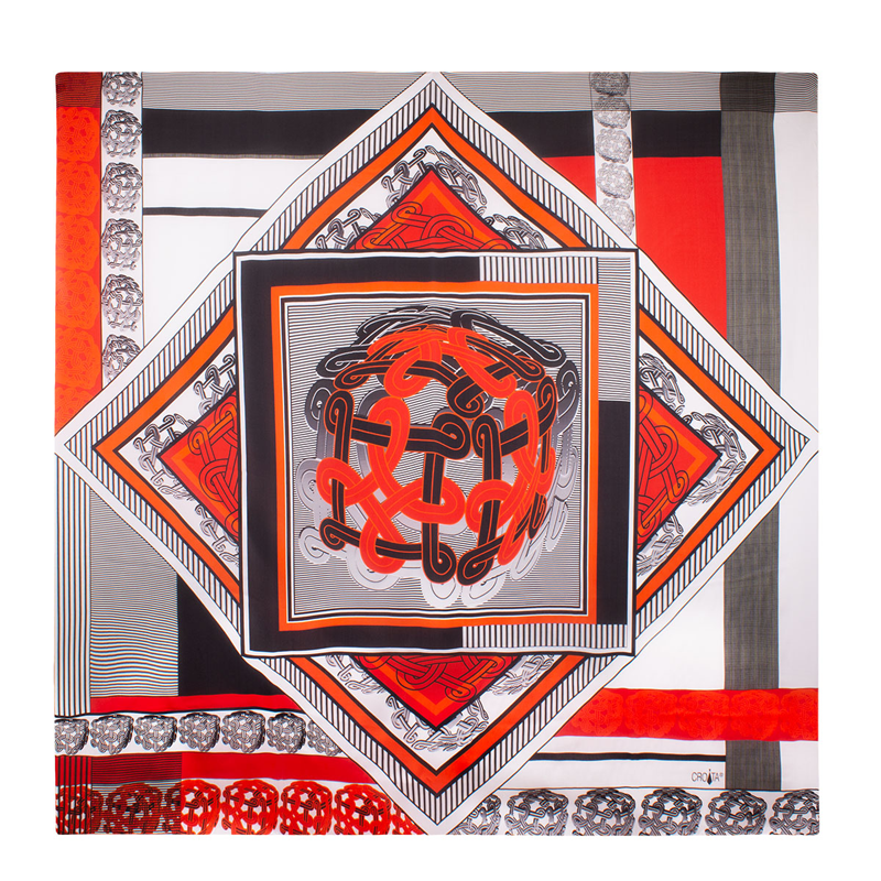 Scarf CROATA Brijuni Thematic Limited edition Braiding Black  Silk 100%  