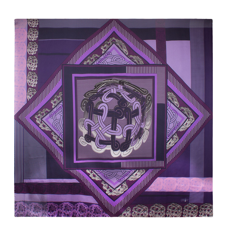 Scarf CROATA Brijuni Thematic Limited edition Braiding Purple  Silk 100%  