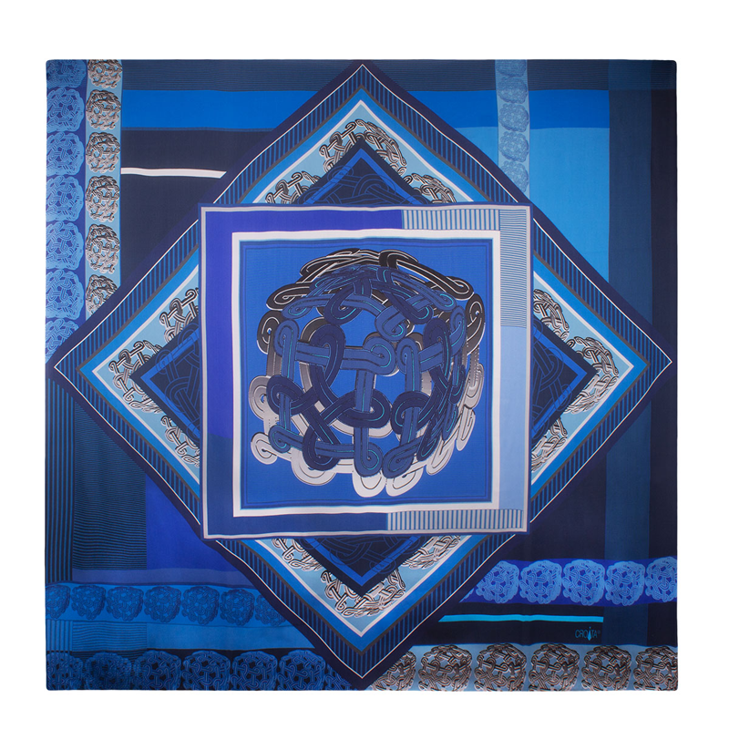 Scarf CROATA Brijuni Thematic Limited edition Braiding Dark blue  Silk 100%  