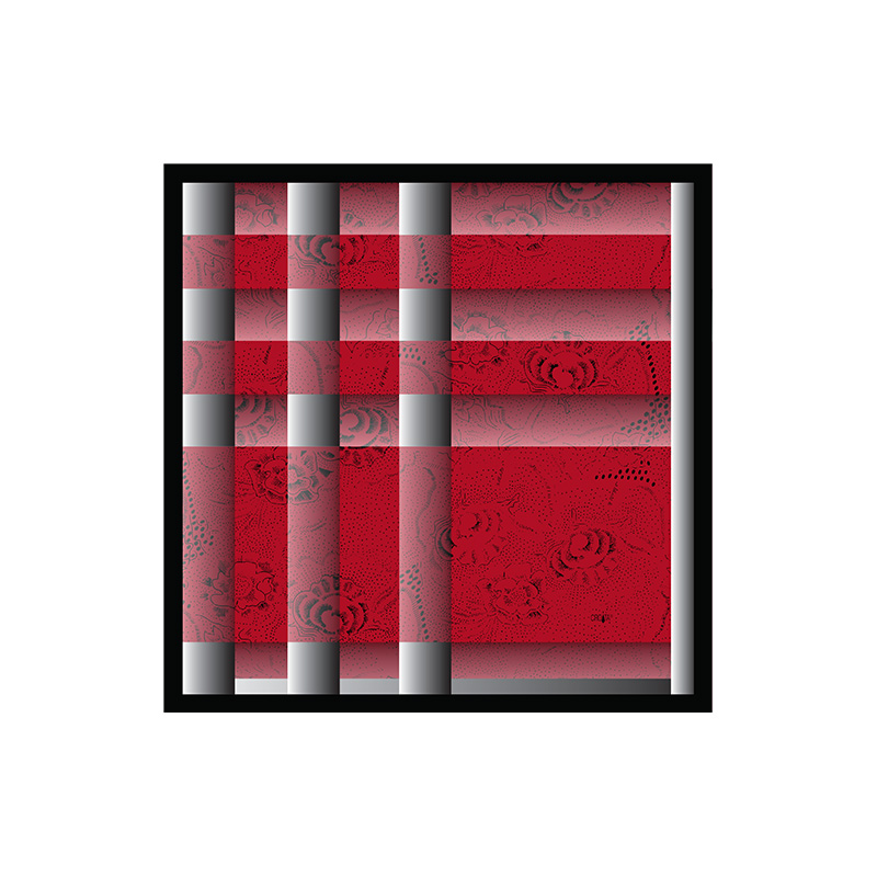 Scarf CROATA Brijuni Thematic Limited edition Folk embroidery Red  Silk 100%  