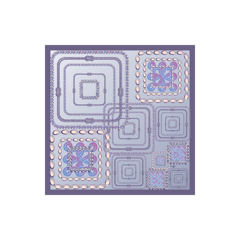 Scarf CROATA Brijuni Thematic Limited edition Braiding Lilac  Silk 100%  