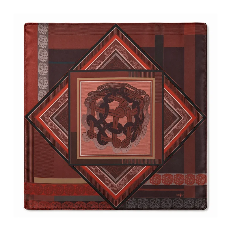 Scarf CROATA Brijuni Thematic  Braiding Wine red  Silk 100%  