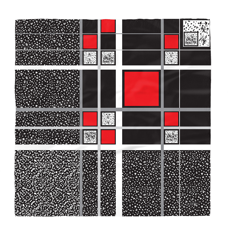 Scarf CROATA Brijuni Thematic  Dalmatian dog Black  Silk 100%  