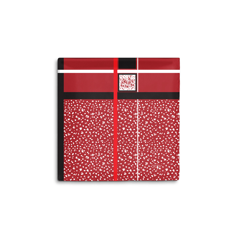 Scarf CROATA Brijuni Thematic Limited edition Dalmatian dog Red  Silk 100%  