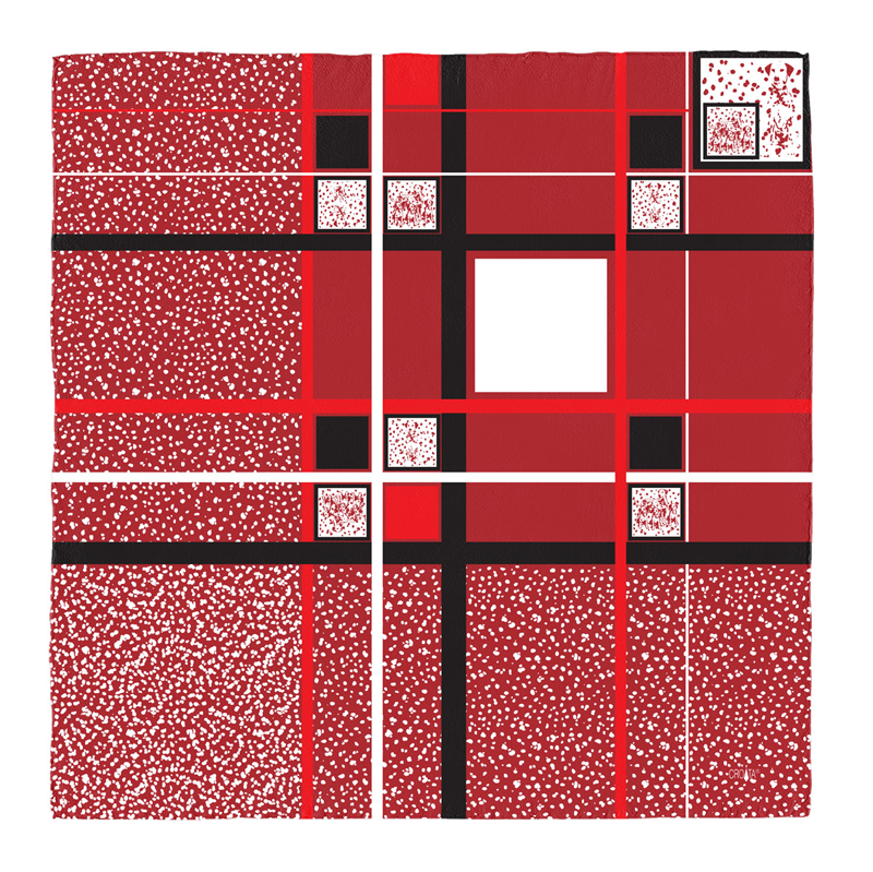 Scarf CROATA Brijuni Thematic Limited edition Dalmatian dog Red  Silk 100%  