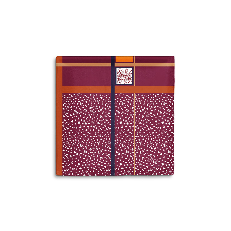 Scarf CROATA Brijuni Thematic Limited edition Dalmatian dog Wine red  Silk 100%  