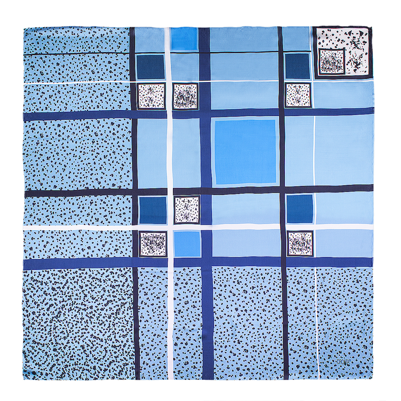 Scarf CROATA Brijuni Thematic Limited edition Dalmatian dog Light blue  Silk 100%  