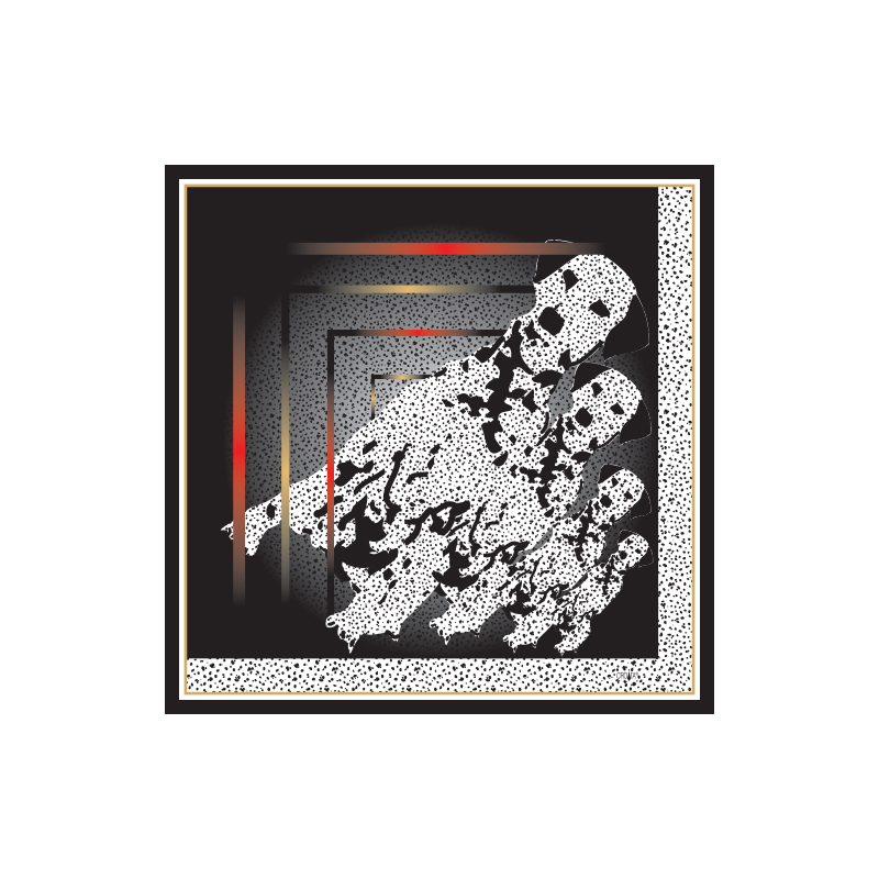 Scarf CROATA Brijuni Thematic Limited edition Dalmatian dog Black  Silk 100%  