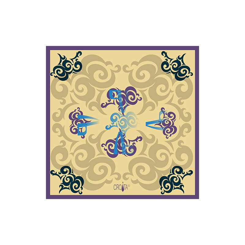 Scarf CROATA Brijuni Thematic  Glagolitic alphabet Petroleum  Silk 100%  