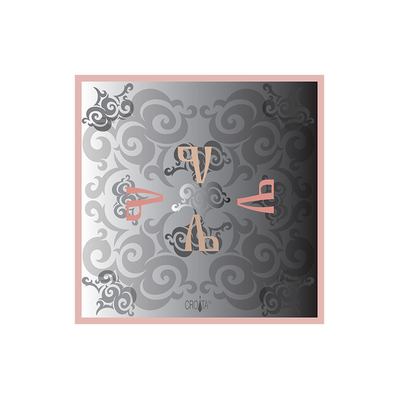 Scarf CROATA Brijuni Thematic  Glagolitic alphabet Pink  Silk 100%  