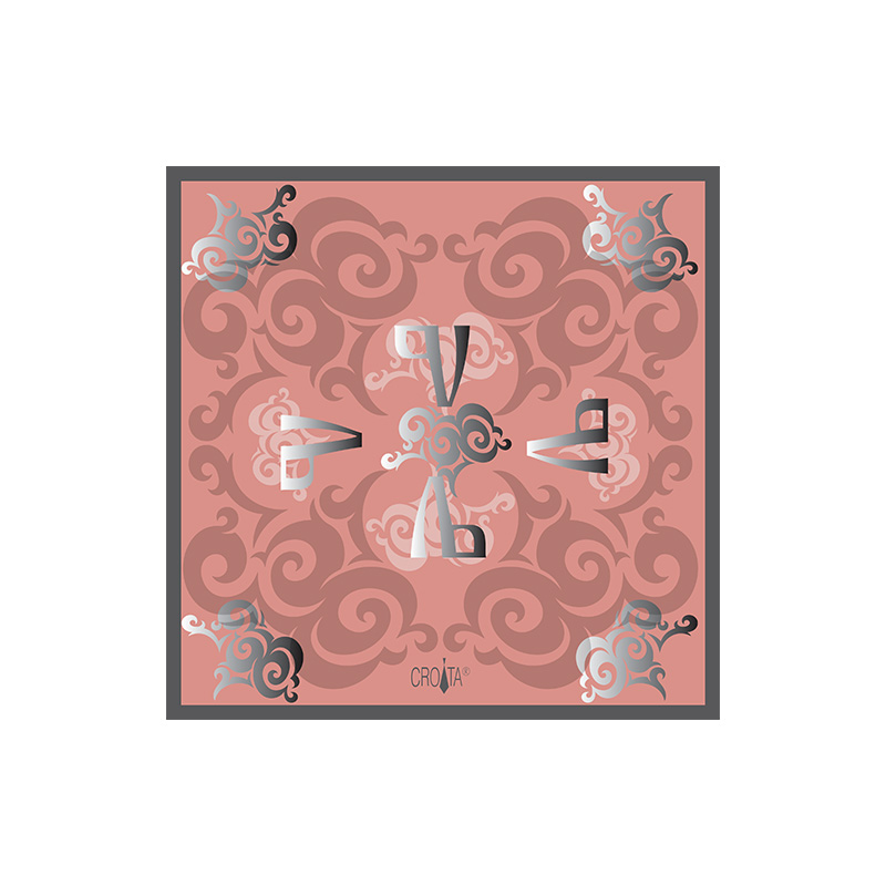 Scarf CROATA Brijuni Thematic  Glagolitic alphabet Pink  Silk 100%  