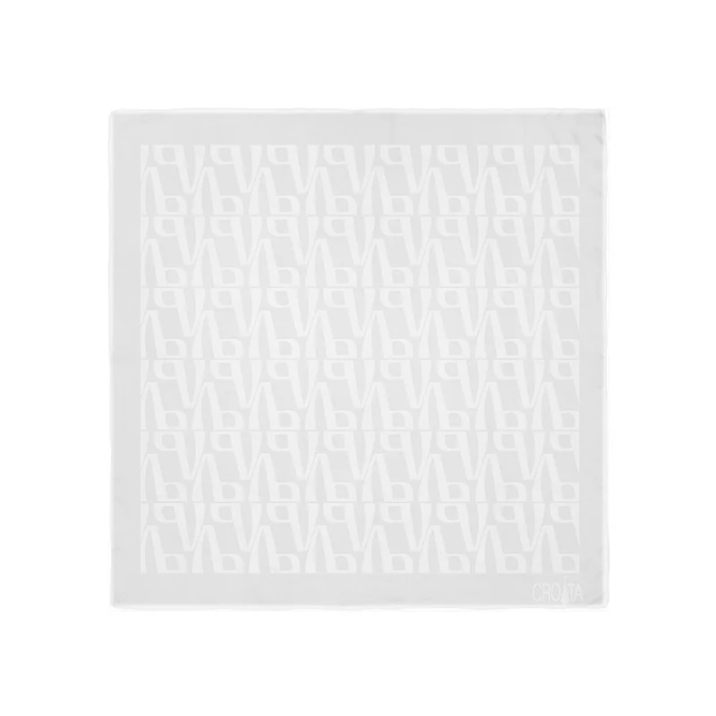 Scarf CROATA Brijuni Thematic  Glagolitic alphabet White  Silk 100%  