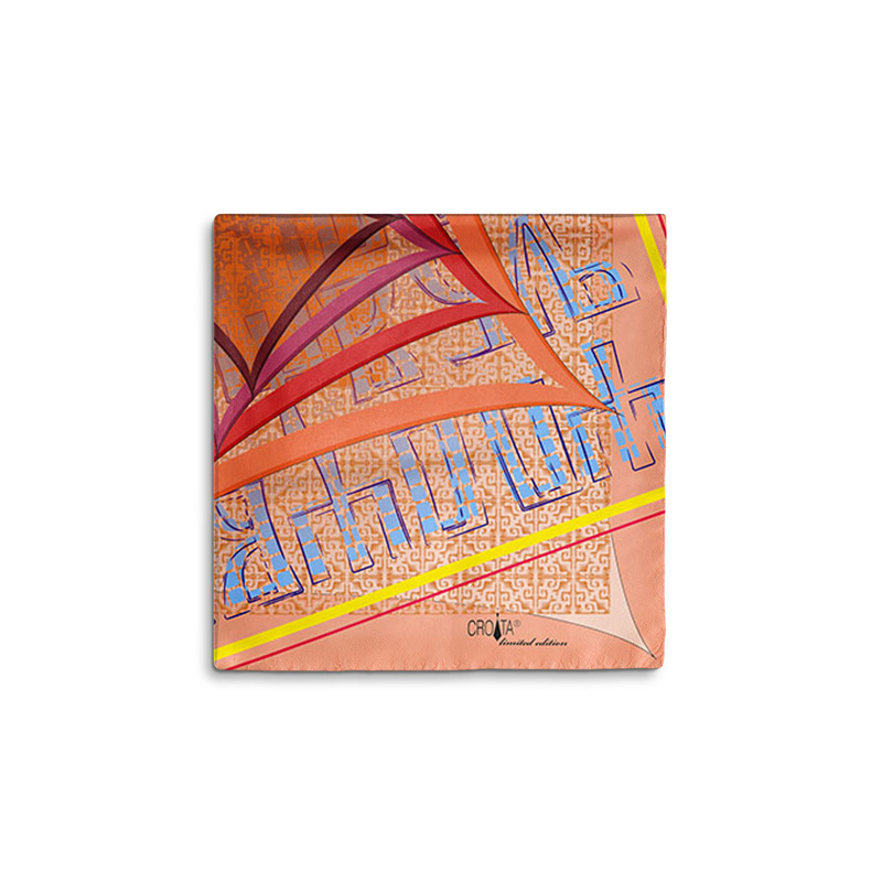 Scarf CROATA 8 Thematic Limited edition Glagolitic alphabet Orange  Silk 100%  