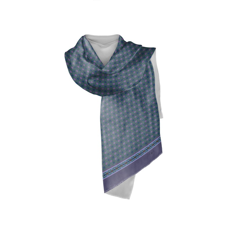 Shawl CROATA Thematic Shawl, thematic Braiding and glagolitic alphabet Purple  Silk 100%  