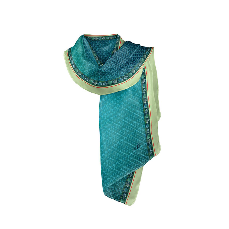 Shawl CROATA Thematic Shawl, thematic Zagreb cathedral Turquoise  Silk 100%  
