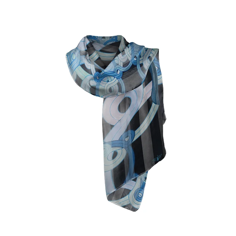 Shawl CROATA Thematic  Braiding Blue  Silk 100%  