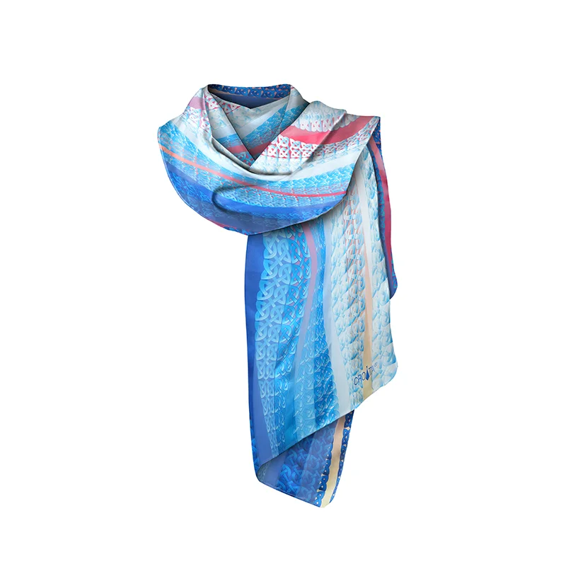 Shawl CROATA Thematic  Braiding Blue  Silk 100%  