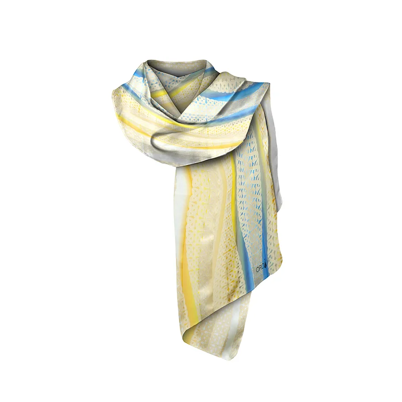 Shawl CROATA Thematic  Braiding Yellow  Silk 100%  