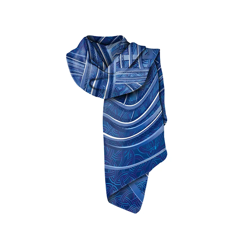 Shawl CROATA Thematic  Braiding Blue  Silk 100%  
