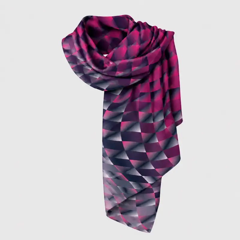 Shawl CROATA Thematic  Squares Dark blue  Silk 100%  
