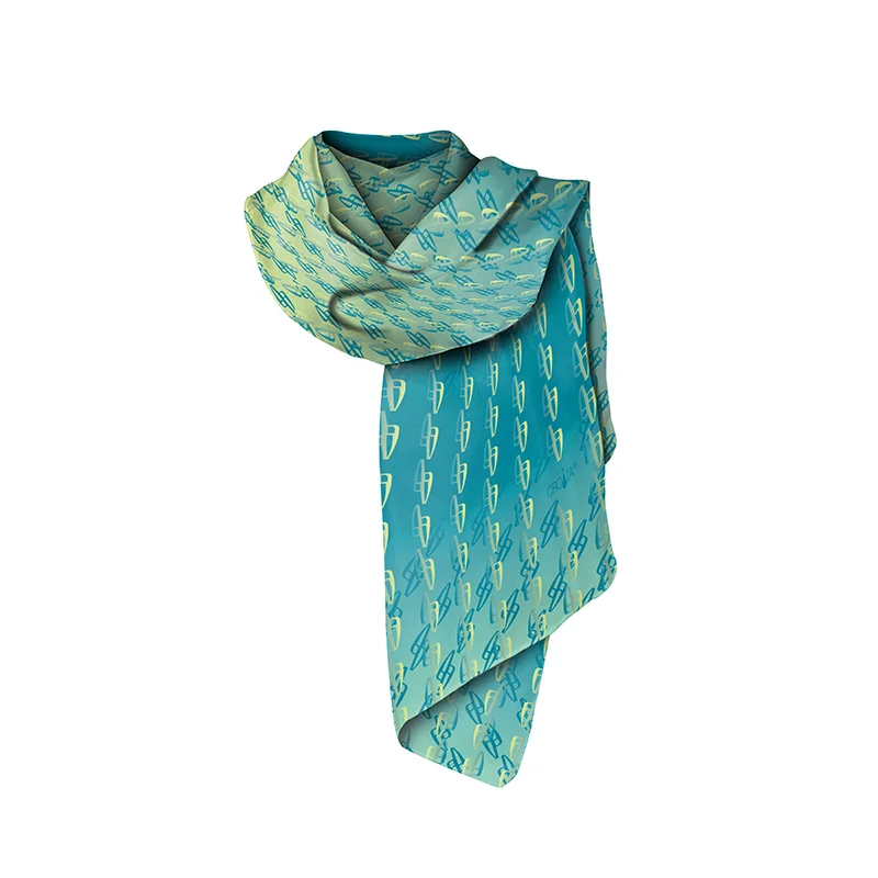 Shawl CROATA Thematic  Glagolitic alphabet Green  Silk 100%  
