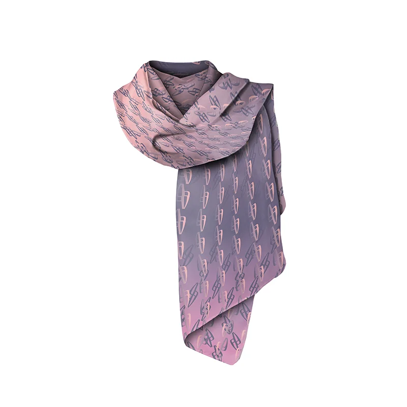 Shawl CROATA Thematic  Glagolitic alphabet Purple  Silk 100%  