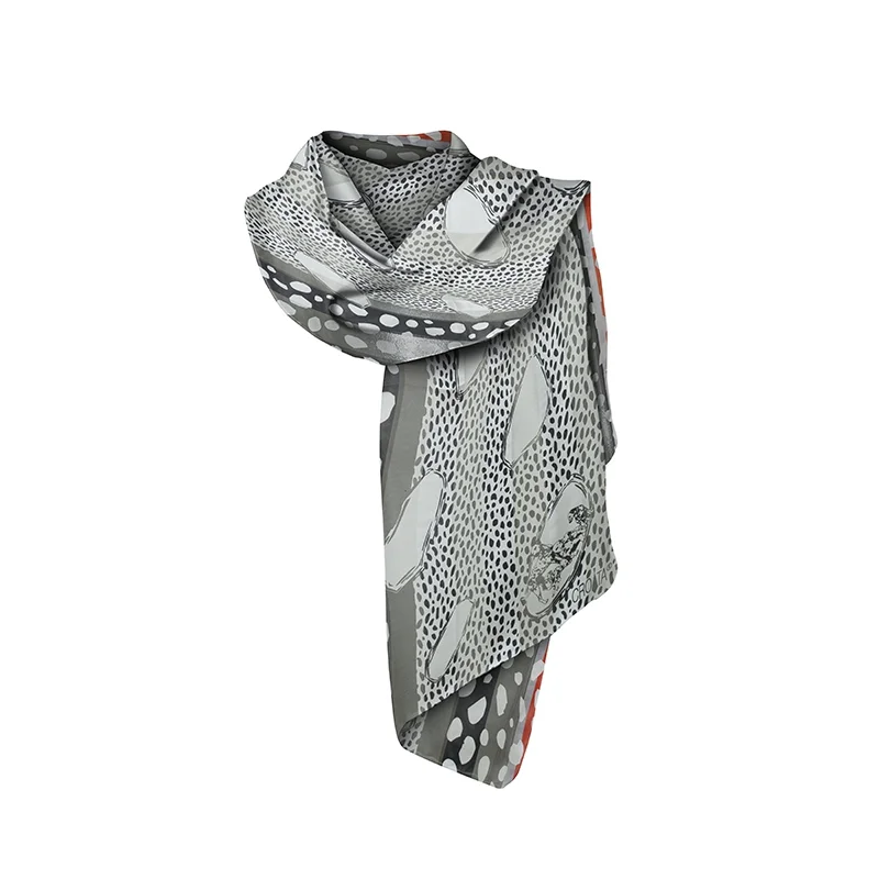 Shawl CROATA Thematic  Dalmatian dog White  Silk 100%  