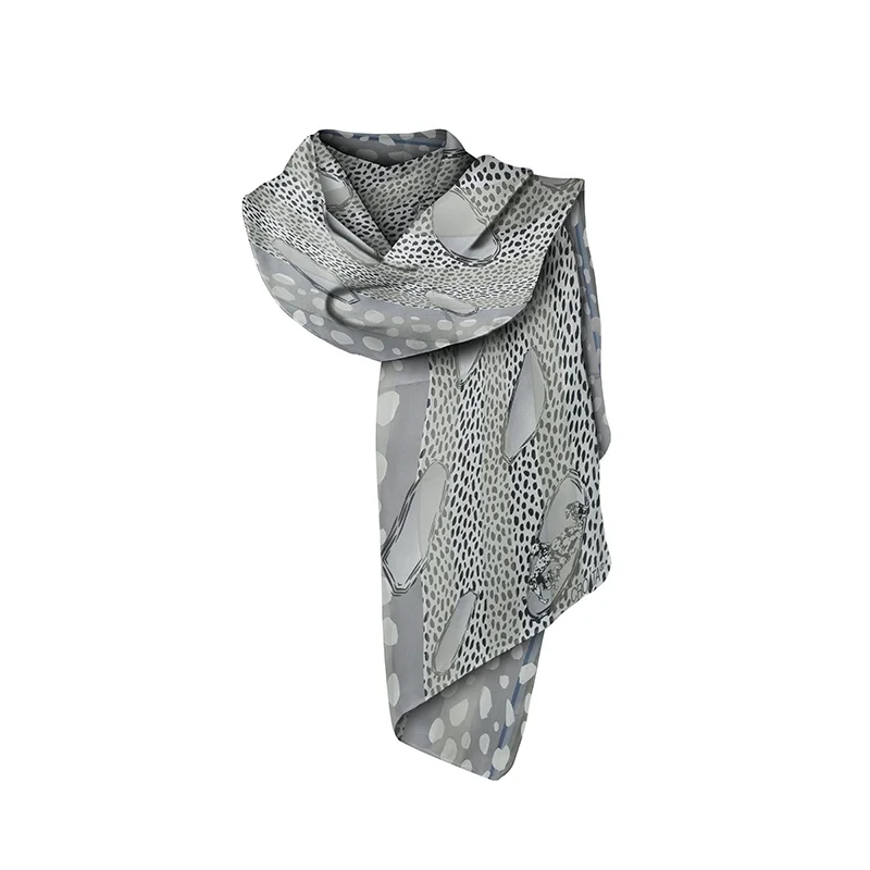 Shawl CROATA Thematic  Dalmatian dog Light grey  Silk 100%  