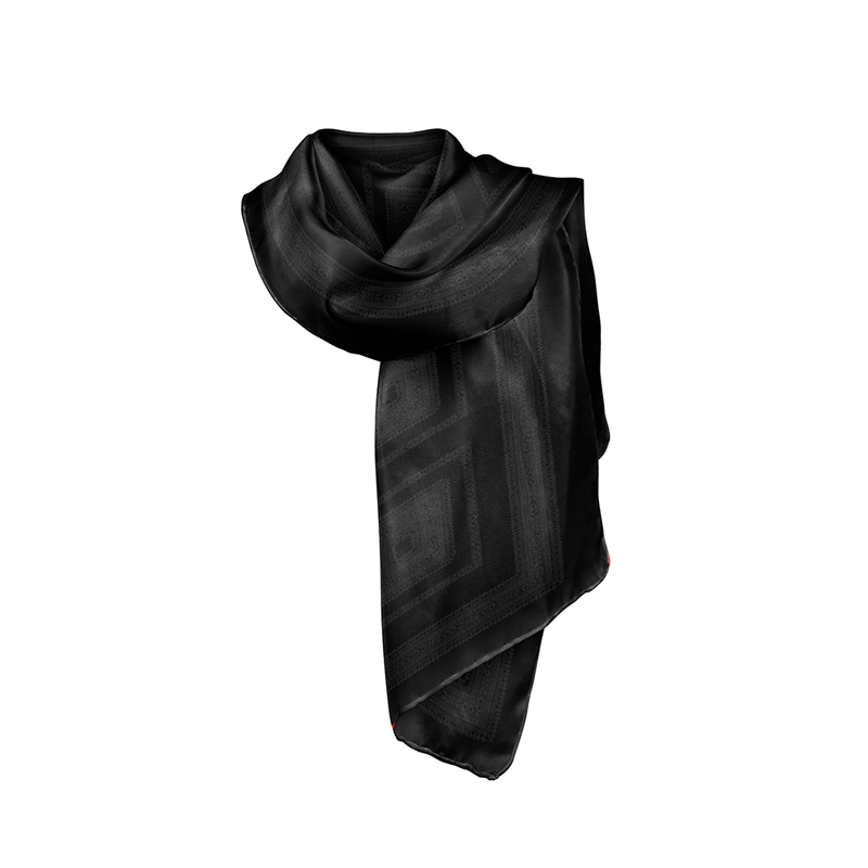 Shawl Rubec Thematic Shawl, thematic Folk embroidery Black  Silk 100%  