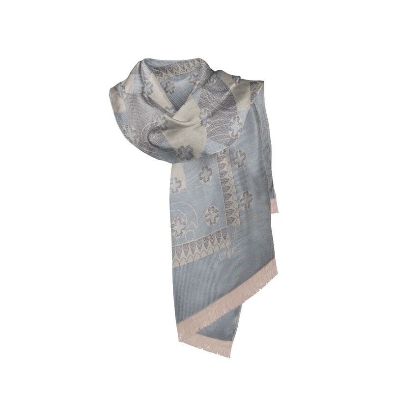 Shawl CROATA Classic Shawl, classic Flora and Fauna Green  Silk 100%  