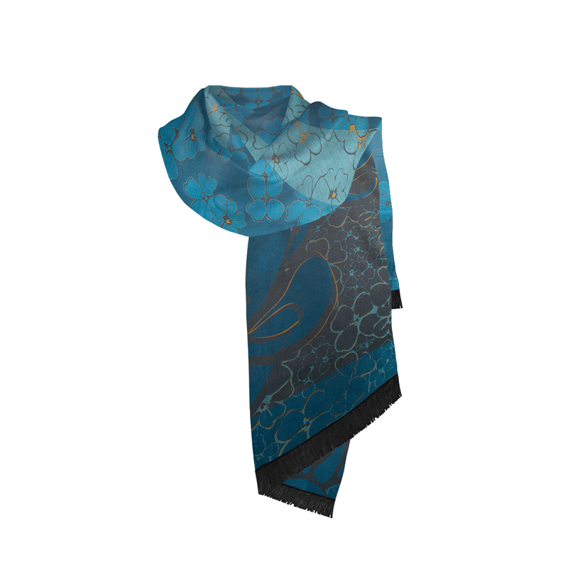 Shawl CROATA Thematic Shawl, thematic Velebit mountain Green  Silk 100%  
