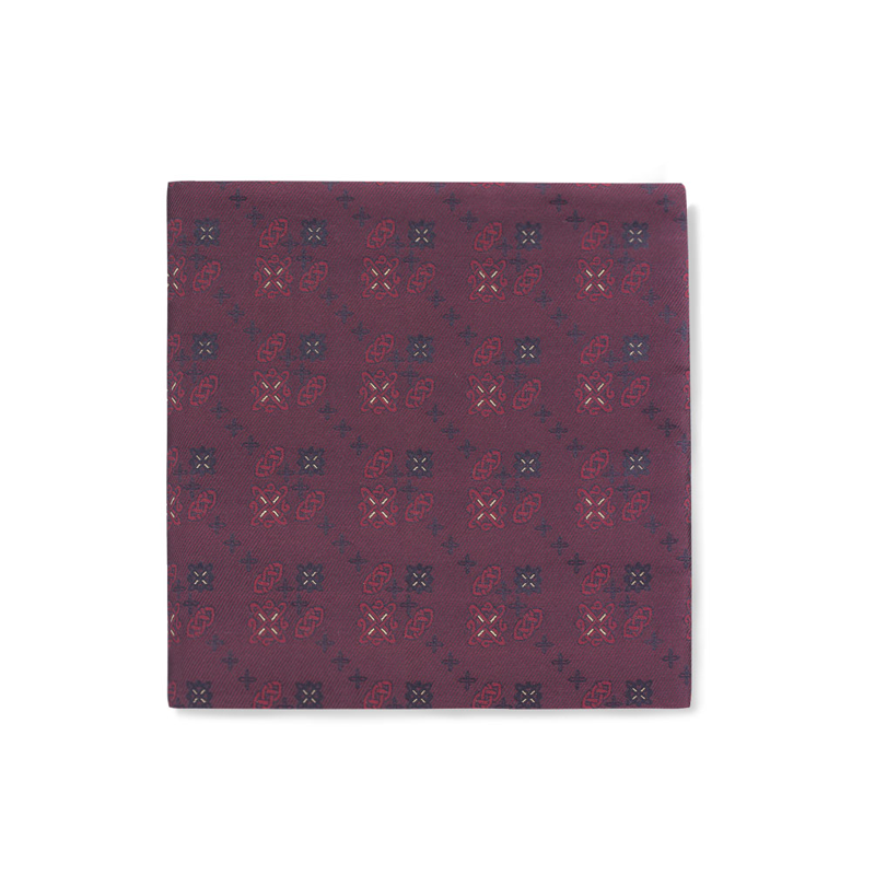 Pocket square CROATA AuHRum Thematic Limited edition Braiding Wine red  Silk 89%, Metalized silk thread (gold) limited 11%  
