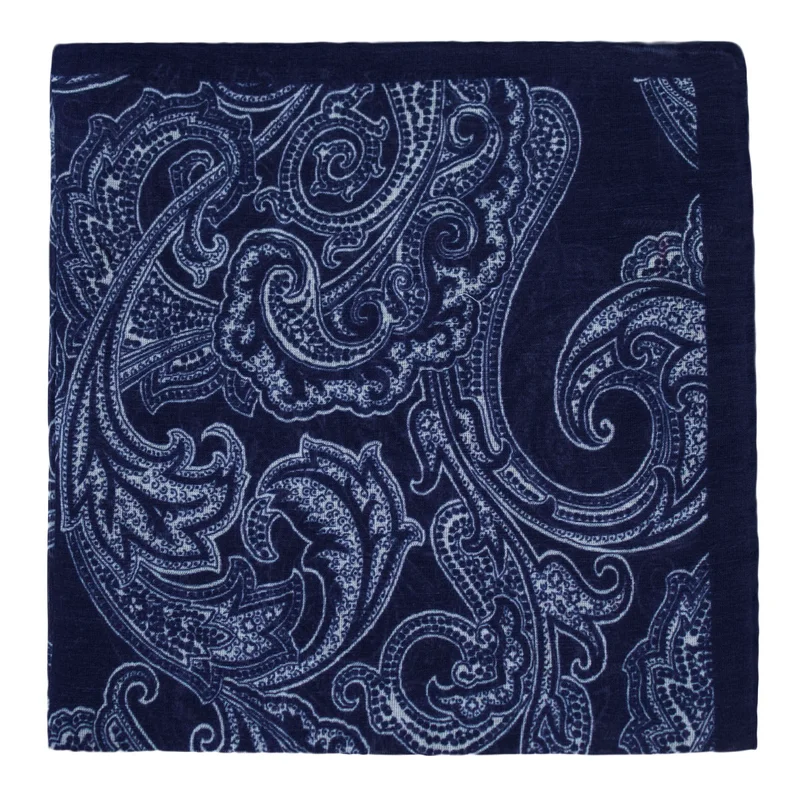 Pocket square CROATA Classic  Paisley Dark blue  Silk 27%, Cotton 735  