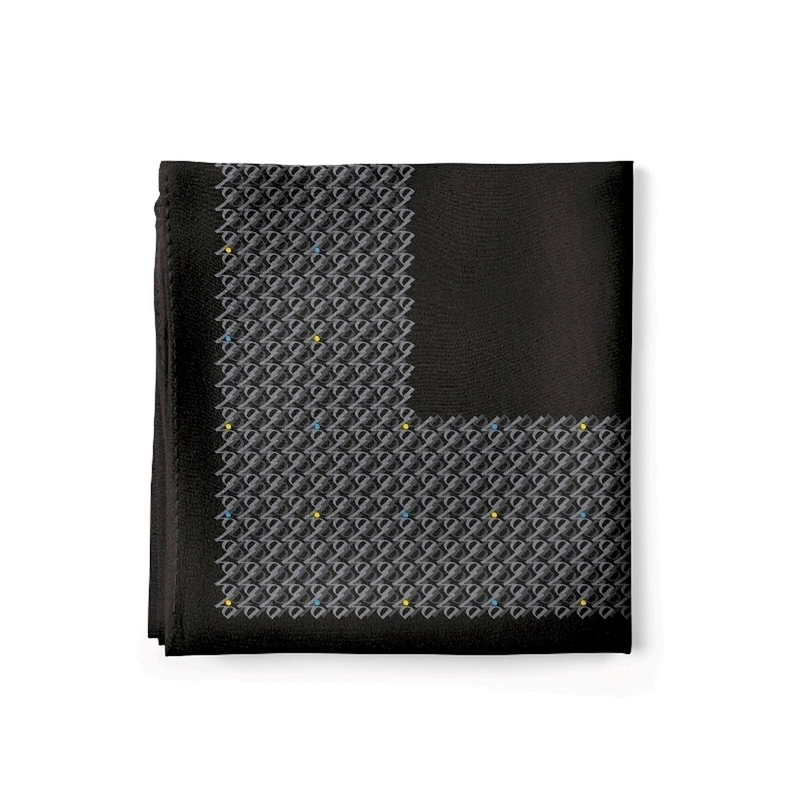 Pocket square CROATA Thematic Thematic Glagolitic alphabet Grey  Silk 100%  