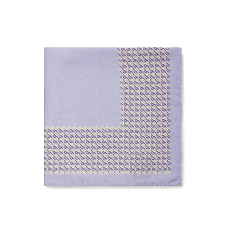 Pocket square CROATA Thematic  Glagolitic alphabet Lilac  Silk 100%  