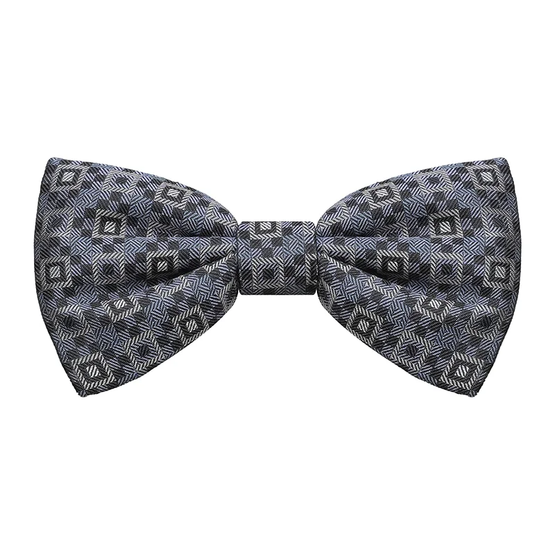 Bow tie CROATA Thematic Pre-tied bow tie Squares Grey  Silk 100%  