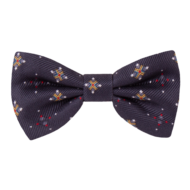 Bow tie CROATA Classic Pre-tied bow tie Squares Anthracite  Silk 100%  