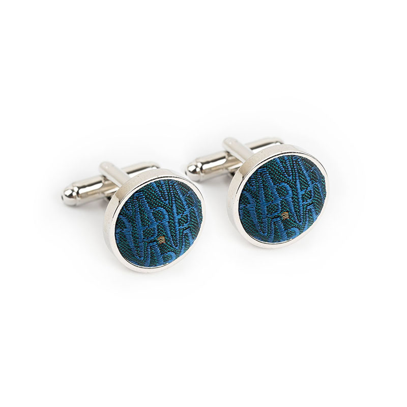 Cufflinks CROATA AuHRum Thematic Thematic Glagolitic alphabet Blue  Silk 93%, Metalized silk thread (gold) limited 7%  