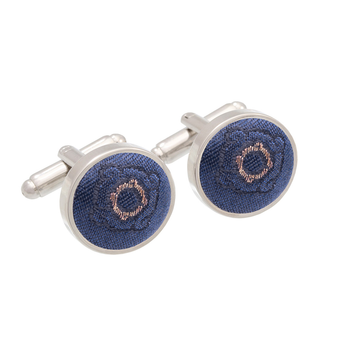 Cufflinks CROATA AuHRum Thematic  Braiding Dark blue  Silk 80%, Golden laminated silk thread 20%  