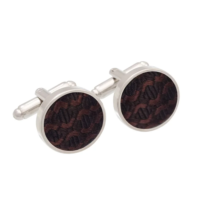 Cufflinks   Small shapes Dark brown  Silk 100%  