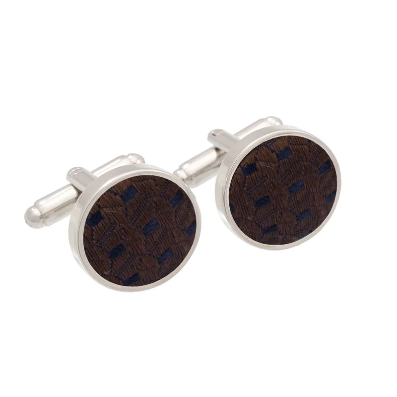 Cufflinks   Small shapes Dark brown  Silk 100%  