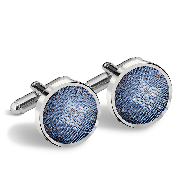 Cufflinks CROATA Thematic  Folk embroidery Light blue  Silk 100%  