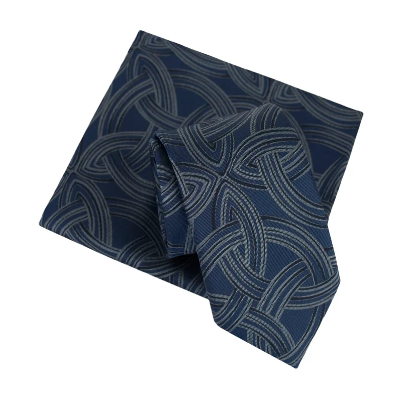 Cravat and pocket square set Thematic Set of 2 products Braiding Blue  Silk 100%  
