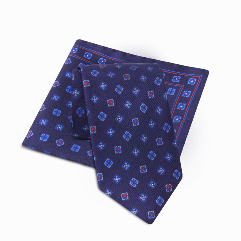 Cravat and pocket square set CROATA Classic Set of 2 products Other Dark blue  Silk 100%  